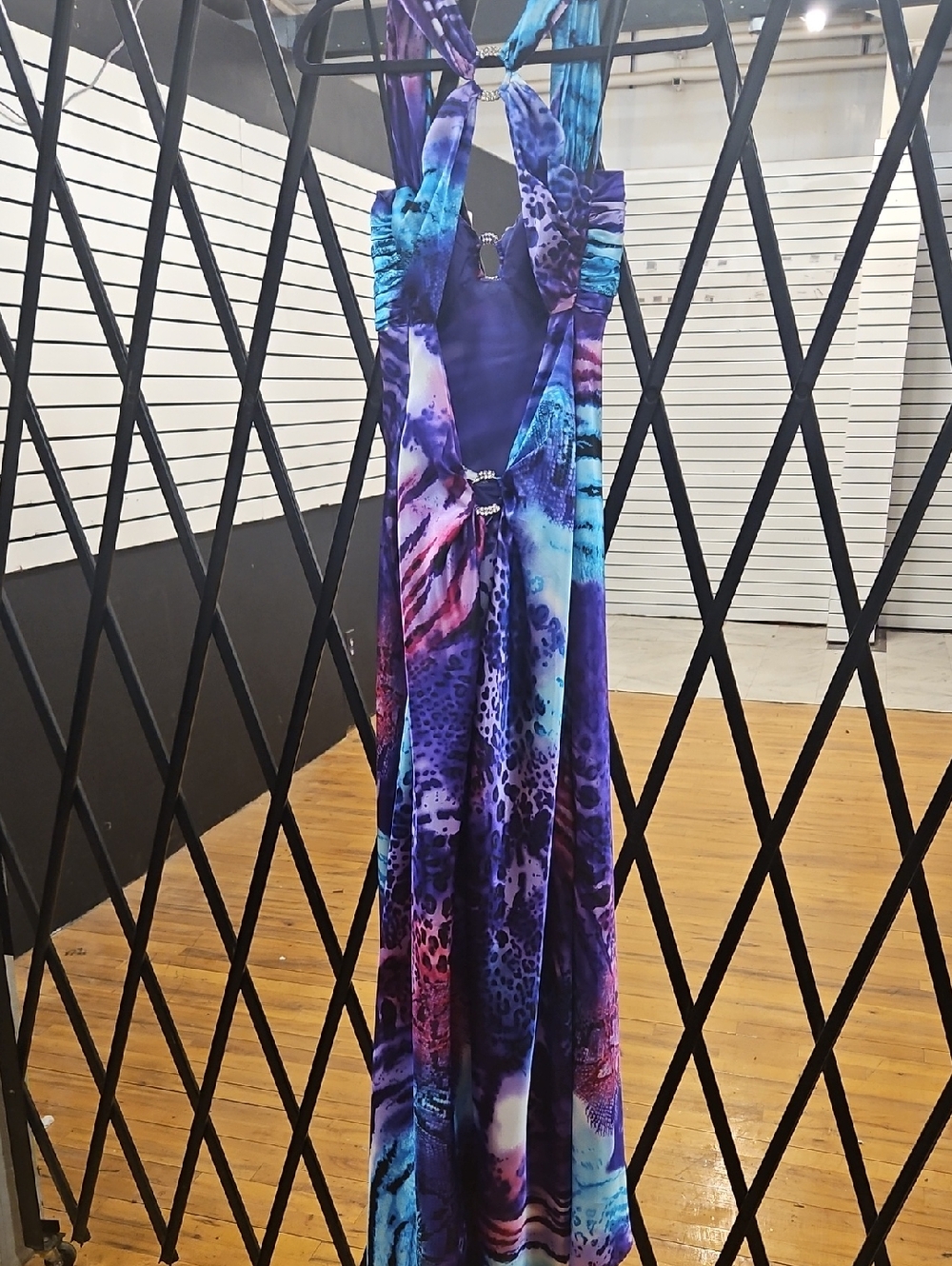 Vibrant Purple & Blue Printed Maxi Dress